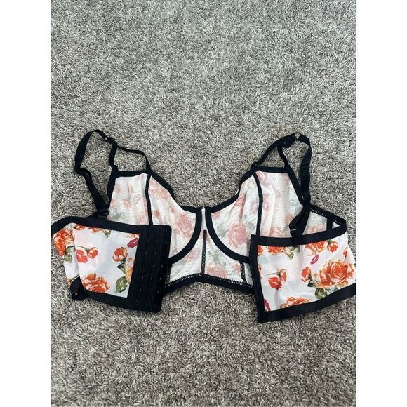 NWT Torrid Curve Unlined Longline Underwire Bra - Mesh Floral Lips Beige Plus 1 - Picture 4 of 11